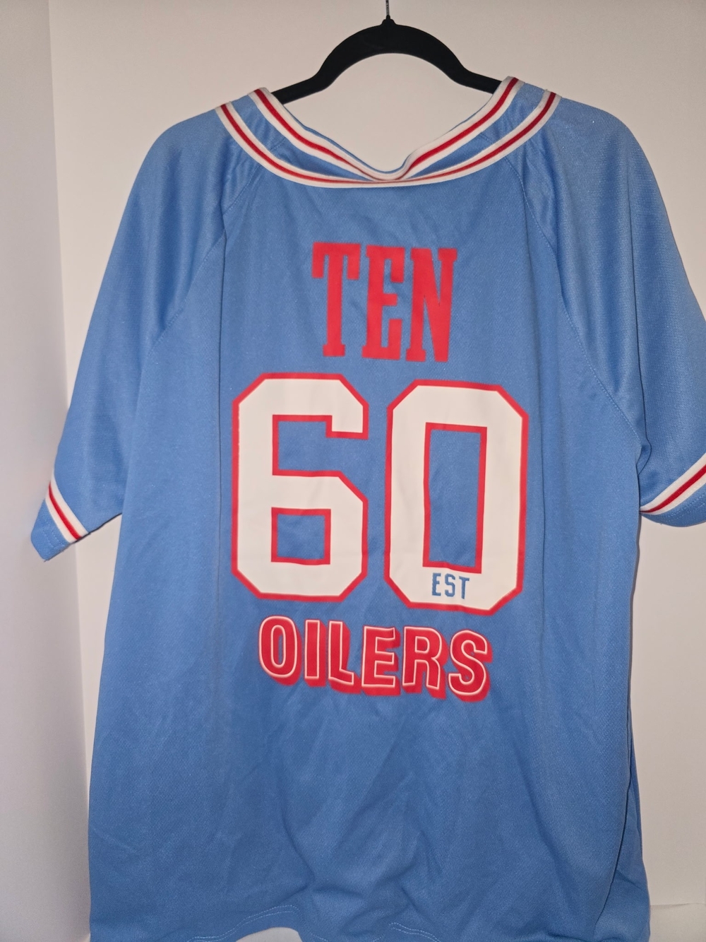 NFL Mens Baseball-Style Ten 60 Tennessee Oilers Vintage Marks Jersey XL - Picture 2 of 6